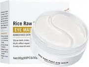 RUNQHUI 60Pcs Rice Puree Eye Mask for Women Girls Daily Use Smooth Texture Hydrating Nourishing 80g Facial Care Under Eye Pads for Glowing Skin White One Size