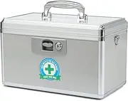 Hewei Portable Lock First Aid and Medicine Storage Box for Collection Organizing Keeping Carrying Health Care Drugs Accessories Tools (Large)