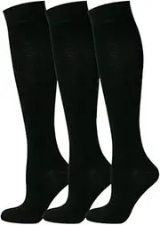 [ZRWASKA] 3 Pairs Girls Knee High School Socks Comfort Fit Cotton Rich Socks, Back to School Socks Uniform Party Wear Long Socks Stocking Girls Knee High Kids School Socks 4 Sizes and Colors (Pack 3)