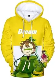 [Flyself] Men's Hoodie Dreamwastaken Dream Smile Long Sleeve Hooded Sweatshirts Pullover Tops Jumper Sportswear Jacket