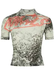 Knwls Logo Printed Stretch-mesh top - Black - M (UK12 / M) M (UK12 / M)