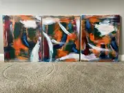 Multicolor abstract Wall art three panels Home decor and more