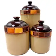 Casa Estebana 3 Piece Stoneware Storage Canister Container Jars Brand New