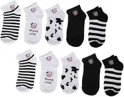 [Minkissy] 2 Sets Cute Cow Pattern Socks for Women No Show Anklet Socks of Fun Cartoon Design for Spring and Summer present for Hikers and Outdoor Enthusiasts