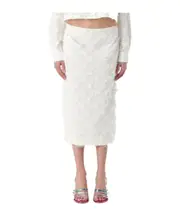 MSGM Appliqué-Detail Rear Slit Midi Skirt IT44,IT42 White