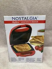 Nostalgia My Mini Personal Electric Sandwich Maker Red Brand Grilled Cheese, NEW