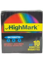 HIGHMARK 2HD Floppy Diskettes IBM Formatted 1.44 MB 3.5 Inch 10 Pack #70116 NIP