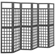 vidaXL Solid Fir Wood 6-Panel Room Divider/Trellis Black 242.5 cm Trellis