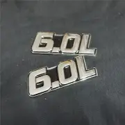 2x 6.0L Silver Black Chrome Metal Badge Emblem Decal Sticker Engine Diesel Turbo (for: MG)
