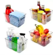 Extra Large Clear Storage Containers,4Pack Pantry and Refrigerator Organizer Bin