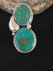 Apache Turquoise Navajo Sterling Silver Native American Ring Size 7 02891