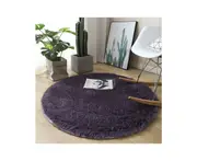 Soft Round Rugs For Bedroom - Plush Round Kids Rugs - Cute Cozy Shaggy Living Room Area Rugs-Purple gray