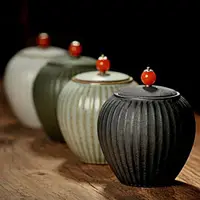 在飛比找ETMall東森購物網優惠-茶葉罐陶瓷家用密封罐普洱茶小號茶罐便攜便捷式旅行粗陶裝茶葉罐