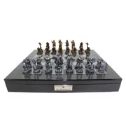 Dal Rossi Italy Mad Max Robot Chess Set with 50cm Carbon Fibre Finish Chess Figure Board