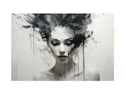 Women Painting Black White Canvas Print