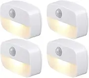 Pack ot 4 NUZAMAS Sensor Night Light LED Stick-On Night Light Warm White LED Intelligent Night Light Sensor Lights for Stairs Bedroom Bathroom Hallway Cabinet