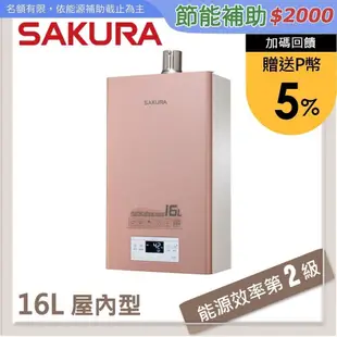 SAKURA櫻花 16L 美膚沐浴熱水器 DH1683(NG1/FE式)