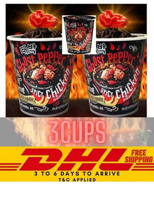 3 Cups Mamee Daebak Korea Ghost Pepper Spicy Chicken Cup Instant Noodles Ramen