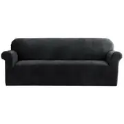 Velvet Sofa Cover Plush Couch Cover Lounge Slipcover 4 Seater Black