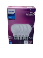 PHILIPS LED DIMMABLE A19 4 PACK ULTRA DEFINITION FROSTED LIGHT BULB 5000K