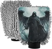 XYMZR Grim Reaper Angel Death Absorbent Microfiber Car Wash Mitt, Funny Cute Anime Scratch Free for Cars Cleaning, Home Cleaning Mitts, 2 Pack, 10.24” L x 7.09” W