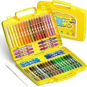 Shuttle Art Gel Crayons for Toddlers, 48 Colours Non-Toxic Crayons Set with 1 Brush and Foldable Case for Kids Children Colouring, Crayon-Pastel-Watercolour Effect, Ideal for Paper