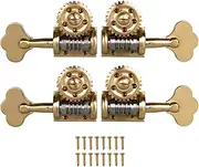 Labymos 4pcs German Style Bass Single Tuning Pegs Tuner Machine Heads 2 Left 2 Right for 4/4 3/4 Bass
