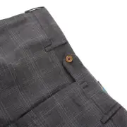 PT01 NWT Flat Front Dress Pants Size 52 36 US Gray Plaid Wool Blend