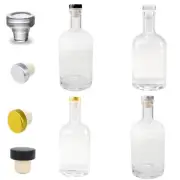 6X 1000ml Whiskey Glass Gin Spirits Bottles w/ Glass/BLK/Gold/Silver Cork Lid