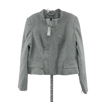 NWT White House Black Market Women's Twill Full Zip Gray Blazer Size 16