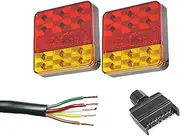 12 Led Trailer Tail Light Kit Pair Plug 8M 5 Core Wire Caravan Ute Waterproof