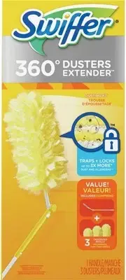 Swiffer 360 Durable Heavy Duty Fiber Dusters with Extendable Handle Kit, White/Y