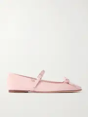 [Valentino Garavani] Valentino Garavani - Bow-embellished Patent-leather Mary Jane Ballet Flats - Blush - IT42 IT 42 Pink