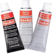 AMACO Rub n Buff Wax Metallic Finish Grey Kit - Ebony Silver Leaf and Pewter...
