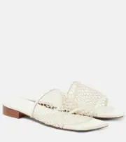 [Souliers Martinez] Souliers Martinez Chica leather-trimmed mesh slides AU 7 white