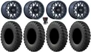 KMC Technic 15" Wheels Blue 30" MotoRally Tires Polaris RZR Turbo S/RS1