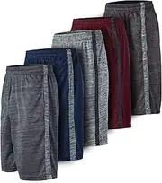[Essential Elements] 5 Pack: Boys Youth Athletic Active Sports Gym Basketball Shorts with Pockets