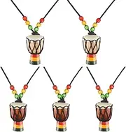 Aswalling 5 Pcs Instrument Necklaces Djembe Drum Mini Pendant African Drum Wooden Necklace Drums and Percussion