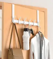 Over The Door Hooks Fits 1 3/8" Doors, 7" Brackets, Glossy White