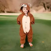 NEW Forever Lazy Kids Boy Girl Monkey Hood Tail Cozy Lounge Pajamas M PJ Costume