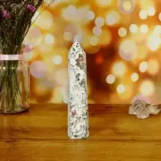 189g Natural Moss Agate Obelisk Quartz Tower Crystal Wand Point Reiki Healing