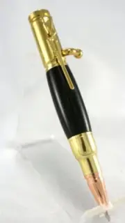 24K Gold, Mini 30 Caliber Bolt Action Bullet Pen Woodturning Kit