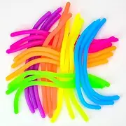 Bulk Toys - 100 Pcs Fluorescent Monkey Noodles Fidget Toy Pack - Kids Party Favors Bulk Stretchy Toys - Fidget Noodles Tactile Sensory Toys - Stretchy Strings for Kids