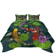 Water Lily Pond and Koi Fish Coverlet