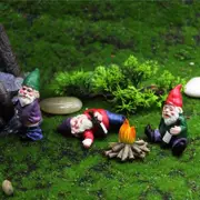 Three Drunk Gnomes and Bonfire Ornament Set Garden Home Decor