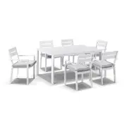 Outdoor Capri 6 Seater Aluminium Dining Setting - White