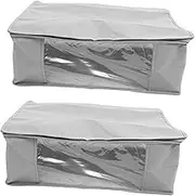 Home Blanket Storage Organizer 2 Pack Quilt Storage Bag Zipper Pouch for Bedding Easy to Move Grey