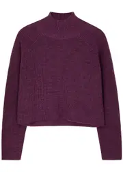 Eileen Fisher Cropped Ribbed Wool Jumper - Purple - S (UK 10-12 / M) S (UK 10-12 / M)