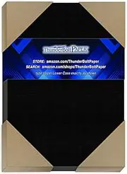 50 Black Linen 80# Cover Paper Sheets - 5.5" X 8.5" (5.5X8.5 Inches) Half Letter | Statement Size - Card Weight - Deep Dye, Fine Linen Textured Finish - Quality Cardstock