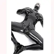 MMWMJWMB Latex Men Black Sexy Catsuit Leather Latex All Inclusive Tight Jumpsuit Playsuit Night Club Bar DS Stage Club Clothing